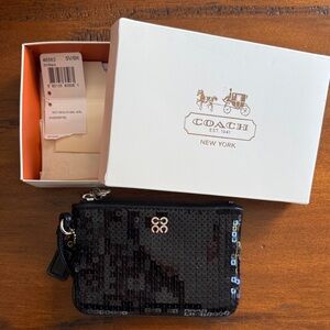 Coach Black Sequin Wristlet